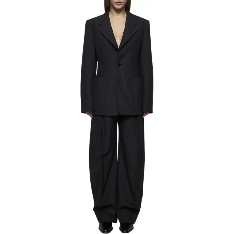Lemaire Single Breasted Fitted Tailored Jacket 'Caviar'-3