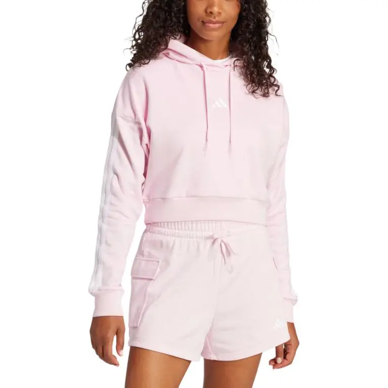 Adidas Free Shipping With AdiClub Essentials 3 Stripes French Terry Crop Hoodie-1
