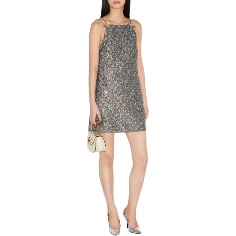 GUCCI Slip Dress Women's Silver-2