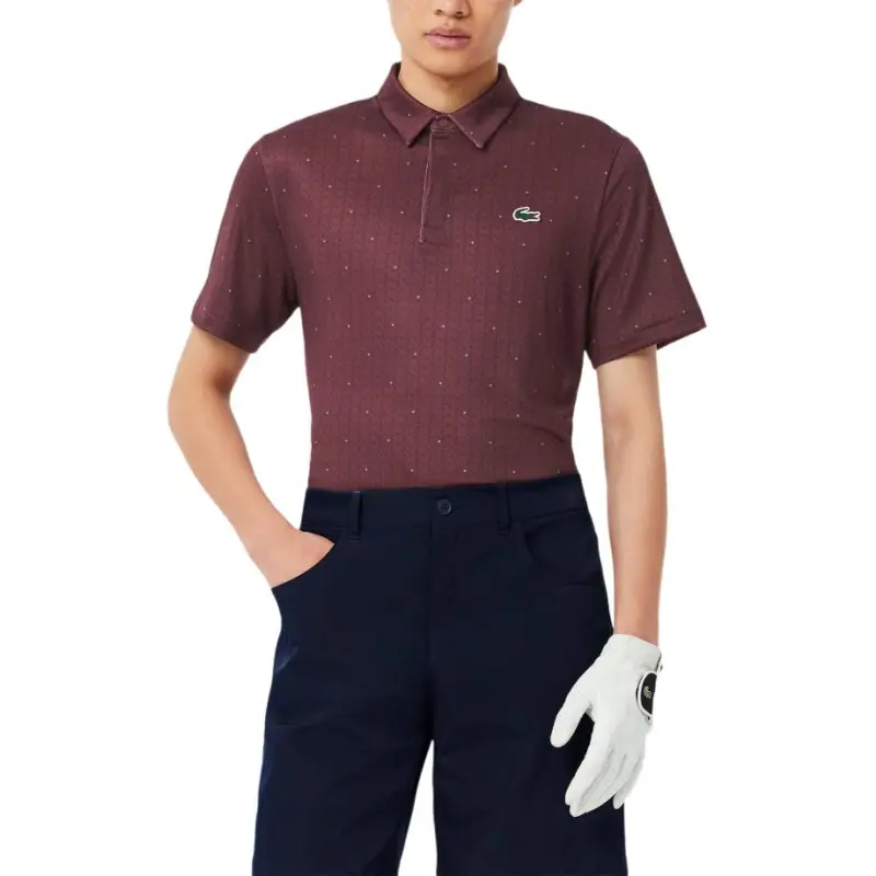 LACOSTE Polo Shirt Men's Bordeaux Red/Marine Blue-1