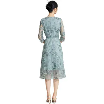 BBLLUUEE Long Sleeved Dress Women's Teal Green