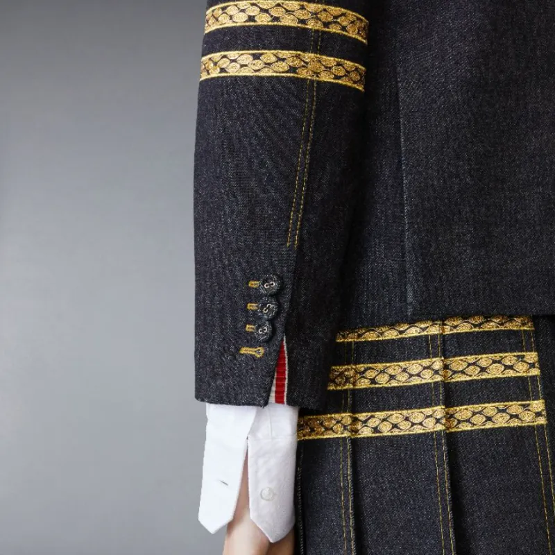 THOM BROWNE Snake motif Denim Blazer-4
