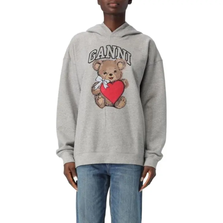 GANNI Bear Printed Drawstring Hoodie-2