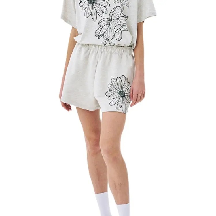 MARDI MERCREDI SS25 SWEAT SHORTS FLOWER_OATMEAL BLACK Casual Shorts Korean Style Women's Oat Black-1