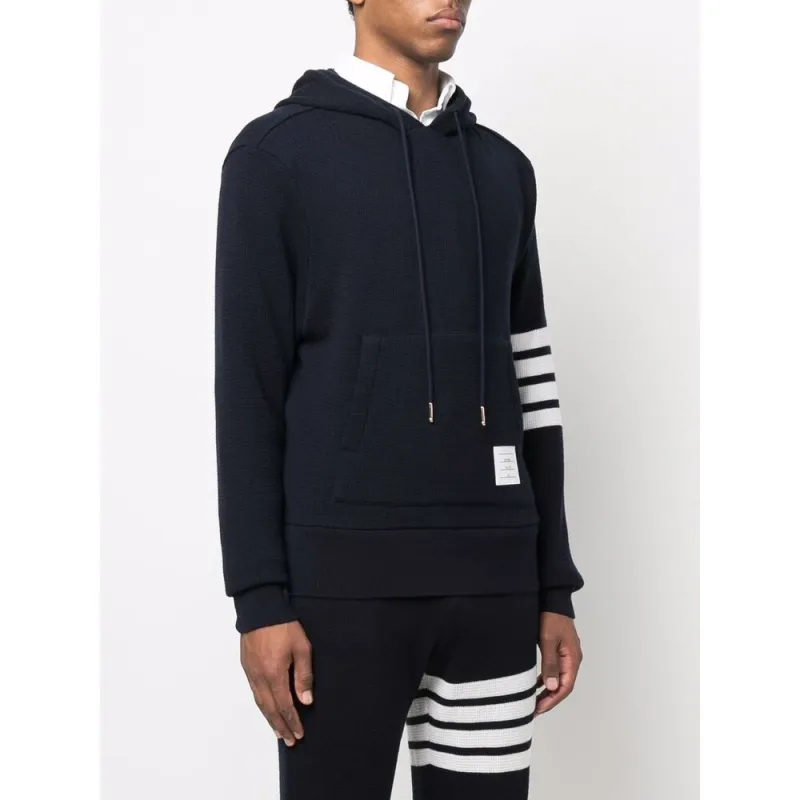 THOM BROWNE Drawstring Knitted Hoodie-3