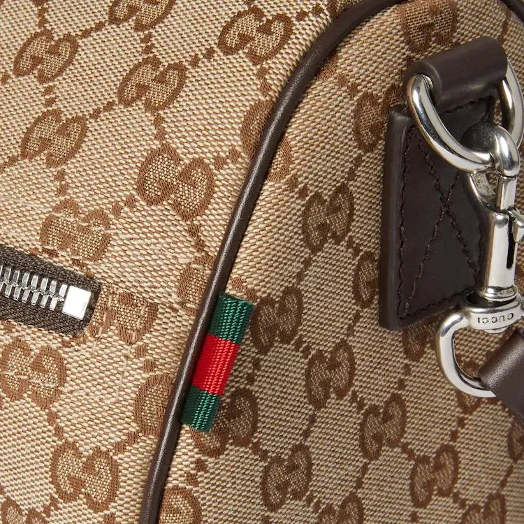 GUCCI GG Canvas Boston Bag, Crossbody Bag, Shoulder Bag Small Size Men's Beige & Dark Brown-6