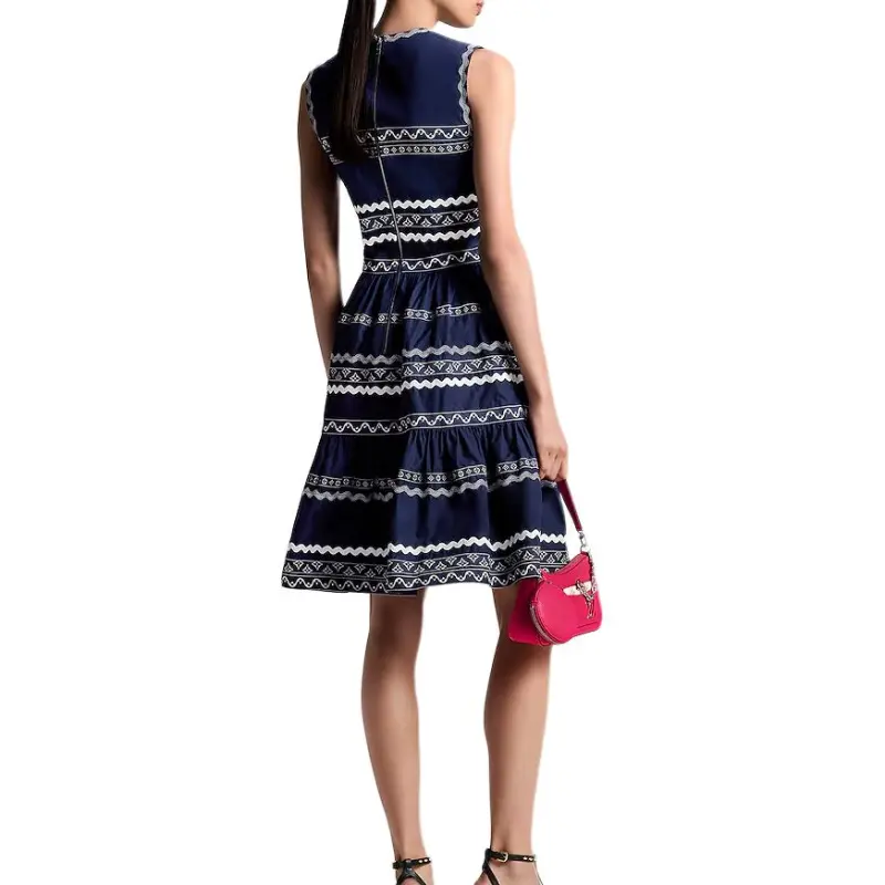 LOUIS VUITTON Graphic Trim Tiered Dress-3