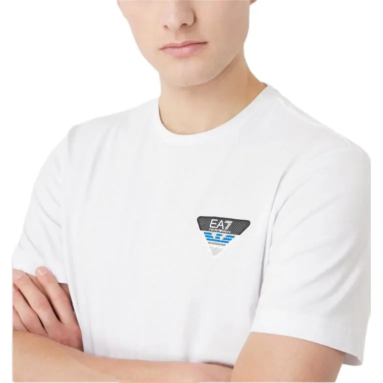 EMPORIO ARMANI Letter Logo Print Crew Neck Short Sleeved T Shirt T Shirt Men's White-4