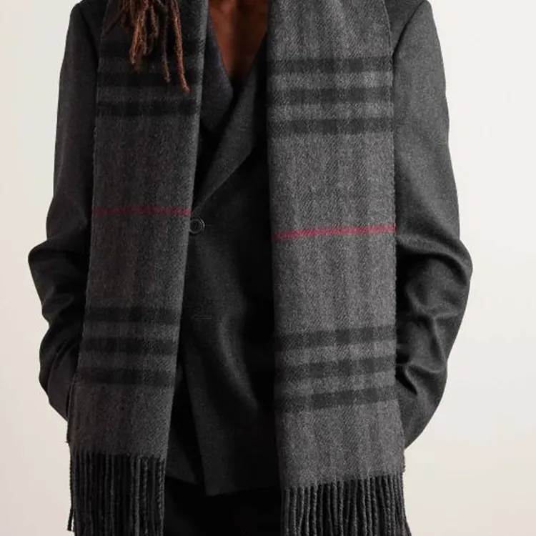 Burberry Cashmere Knit Scarves Men's Charcoal Gray-1