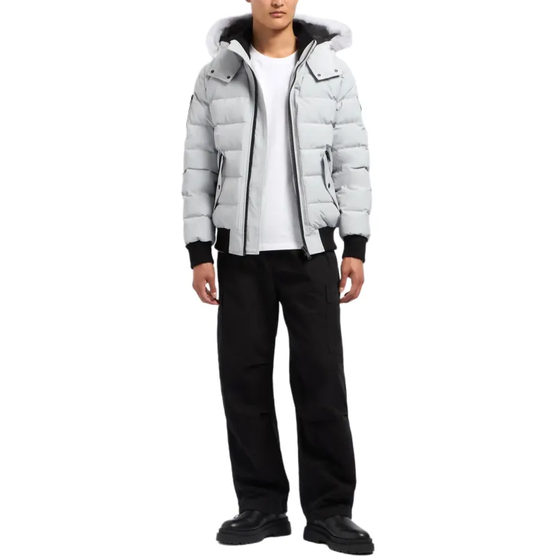 Moose Knuckles Onyx Scotchtown Shearling Bomber Jacket Down Jacket Men's Birch Grey-3