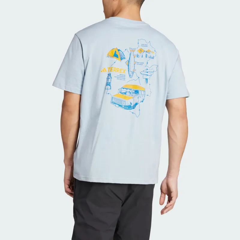 Adidas Terre SS25 POLYGIENE GRAPHIC T Shirt Men's Blue/Yellow-2