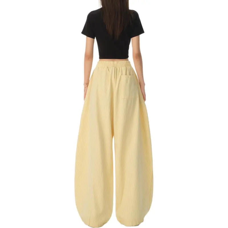 Wen Shan Casual Pants Women's Stripes Yellow-1