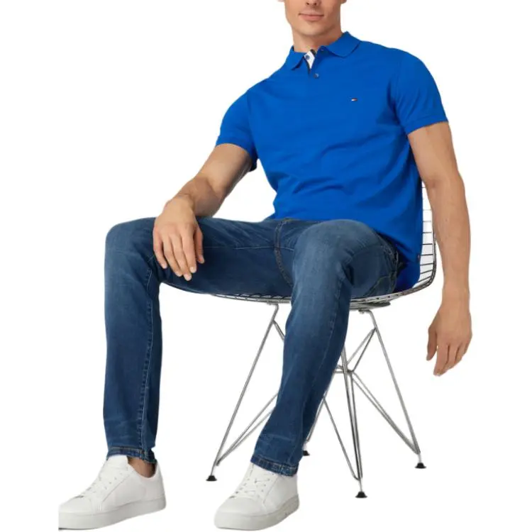Tommy Hilfiger Logo Flag Short Sleeves Polo T Shirt Polo Shirt Men's Blue-3