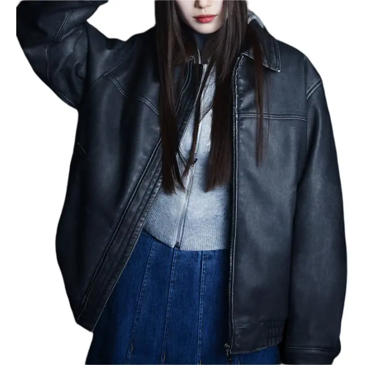 GUESS Leather Jacket Unisex Black-4