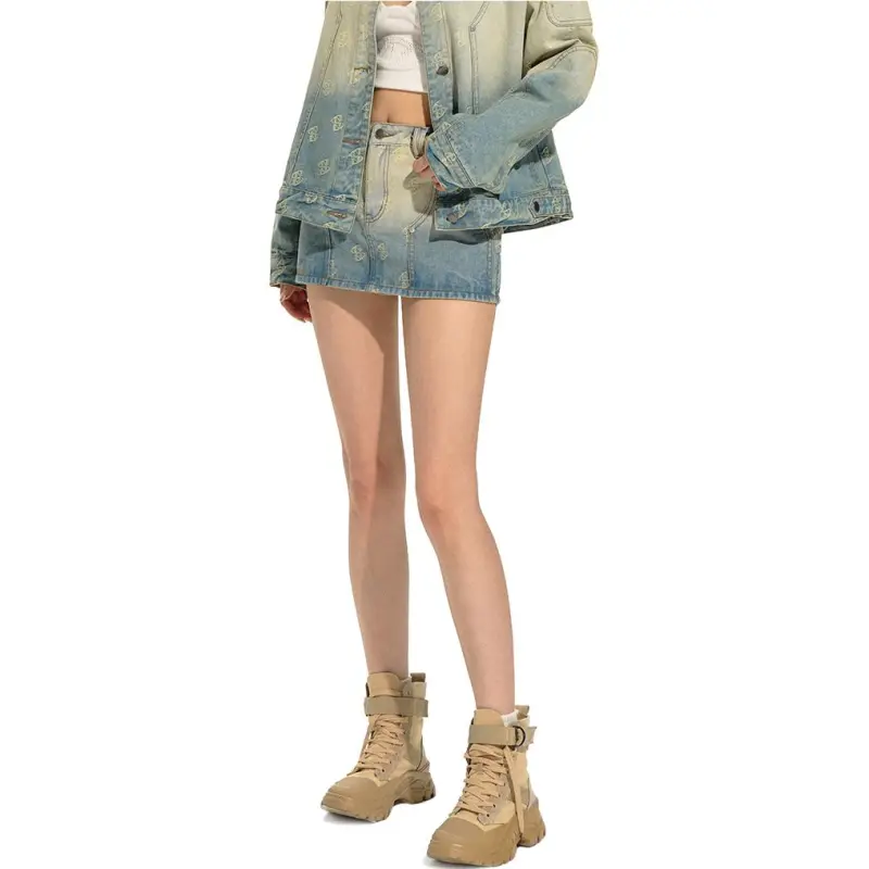 NAWS Denim Short Skirts Women's Mint Green-4