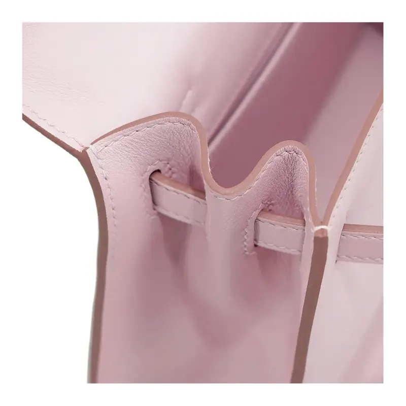 HERMES Kelly Danse Swift Calfskin One Shoulder Crossbody Clutches Women's 09 Mauve Pale Dream Pink-14