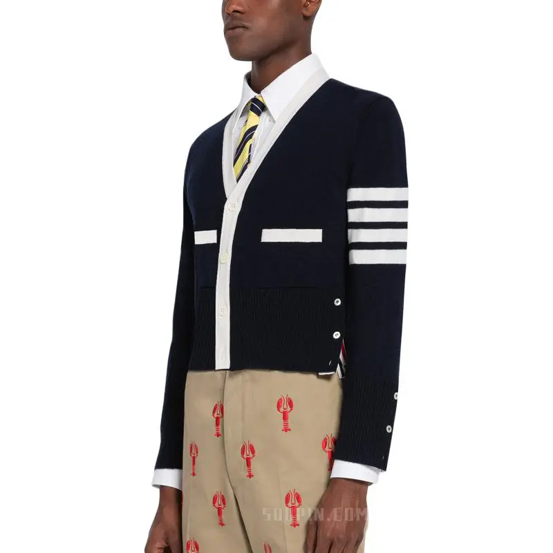 THOM BROWNE 4 Bar Cashmere Cardigan-5