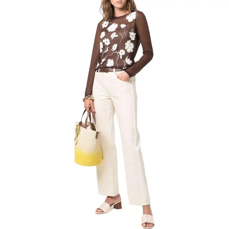 TORY BURCH Floral embroidered Knitted Top-1