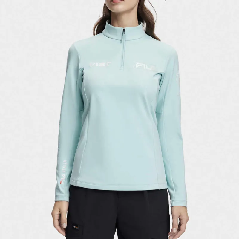 FILA Regular Long Sleeved T Shirts Women's Eggshell Green-3