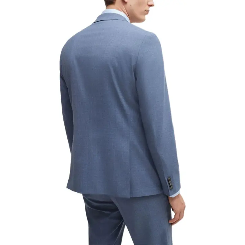 HUGO BOSS Slim-Fit Suit In Patterned Stretch Cloth Business Suits Men's Light Blue-3