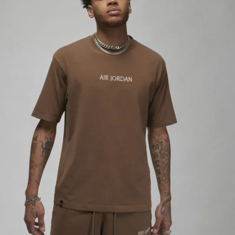 Jordan Wordmark T Shirt Unisex Brown-1