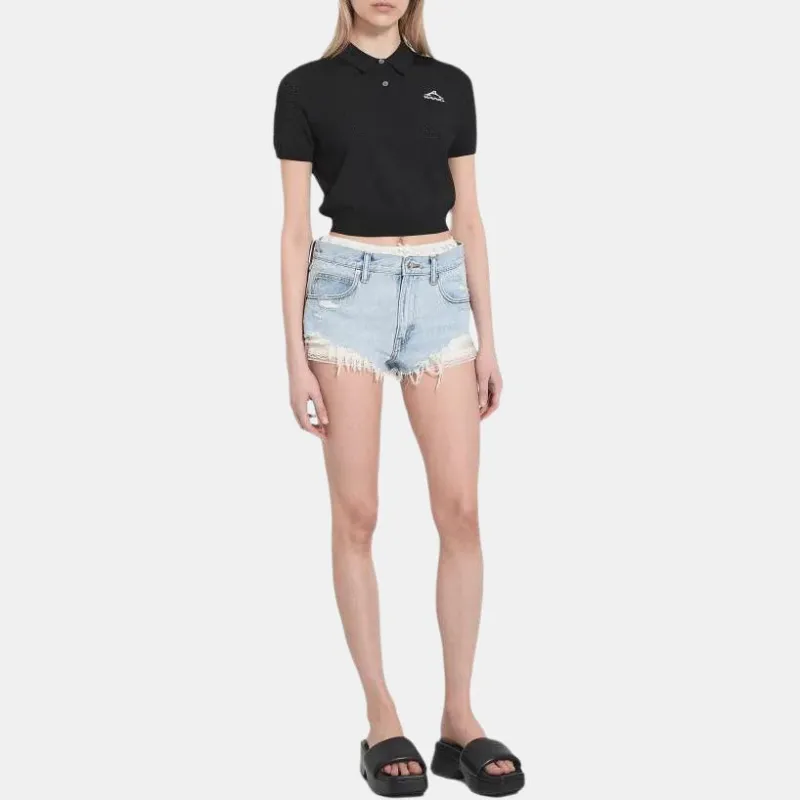 Alexander Wang Pre Styled Cutoff Short W/ Silk Boxer Worn Indigo-2