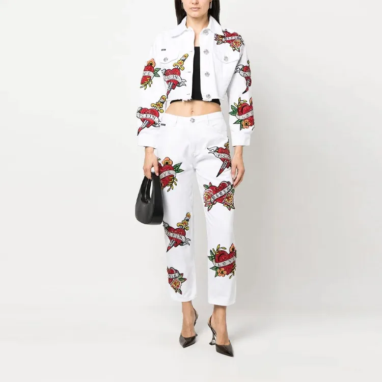 PHILIPP PLEIN Cropped Love Denim Jacket-1