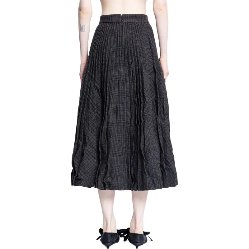 Balenciaga Crinkled Pleated Midi Skirt-3
