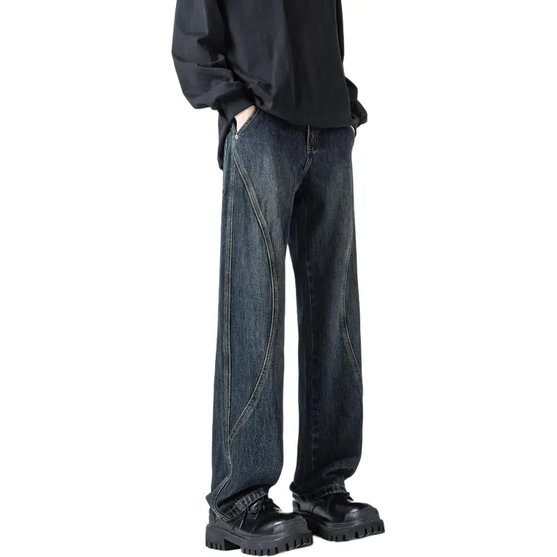 QOTRIOCK Jeans Men's Denim Blue-2