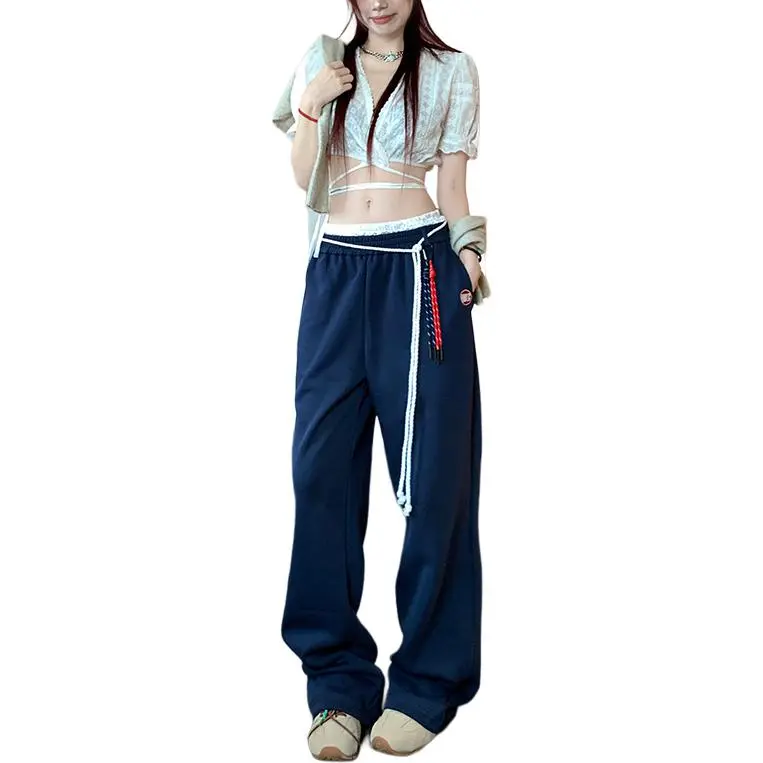 BENGEN Casual Pants Women's Navy Blue-4