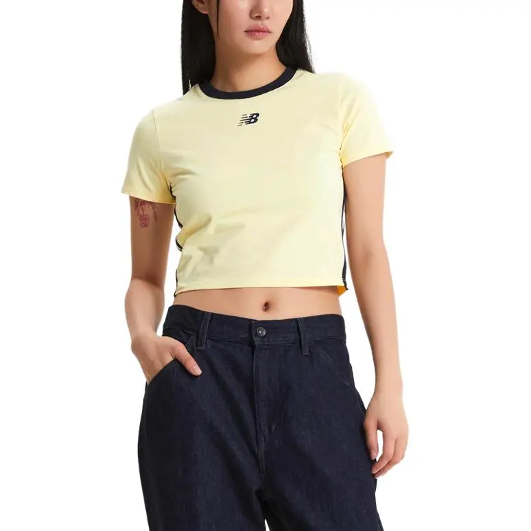 New Balance SLIM FIT T Shirt Women's Light Yellow-2