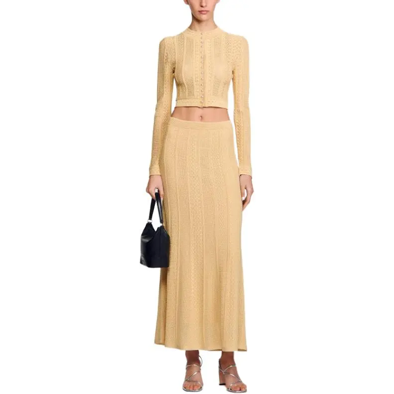 Sandro Open knit Midi Skirt-2