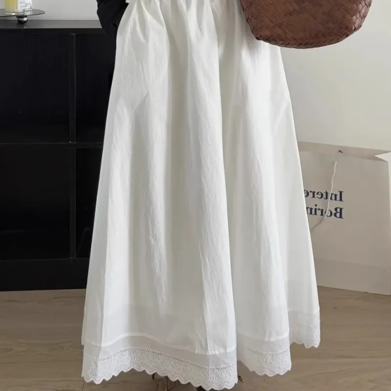 RTTO Casual Long Skirts Women's White-3