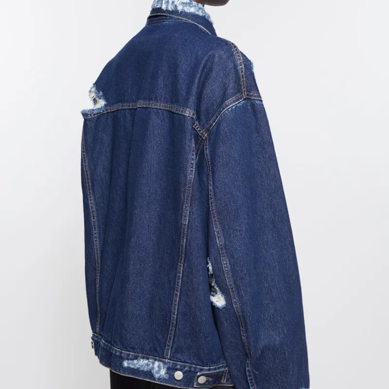 Acne Studios Relaxed Fit Distressed Denim Jacket-4