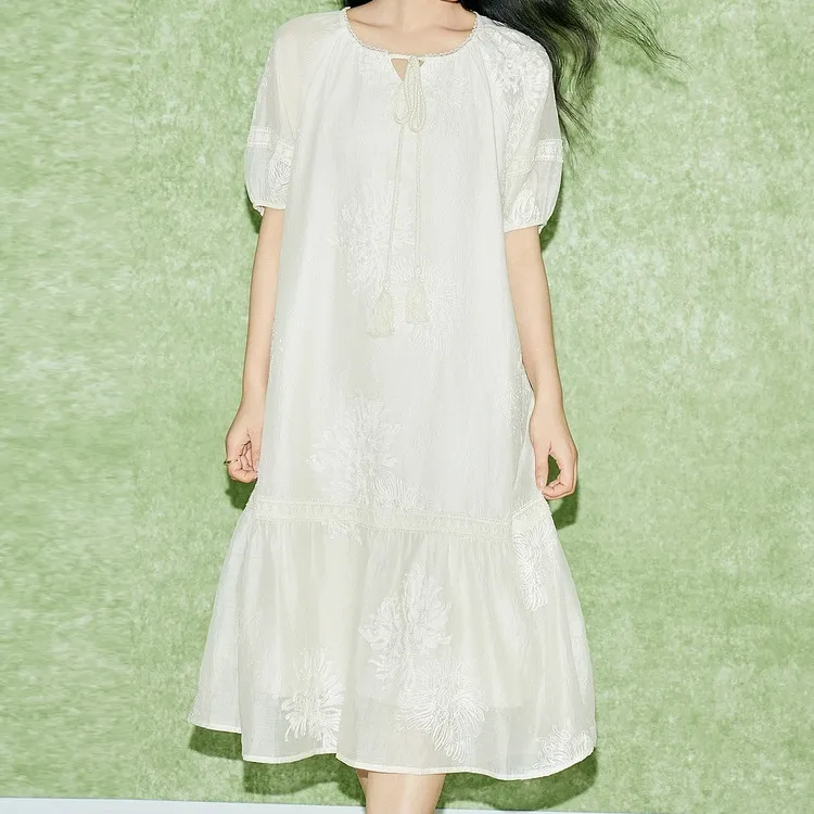 BASIC HOUSE Short-Sleeved Dresses Women's Beige-2