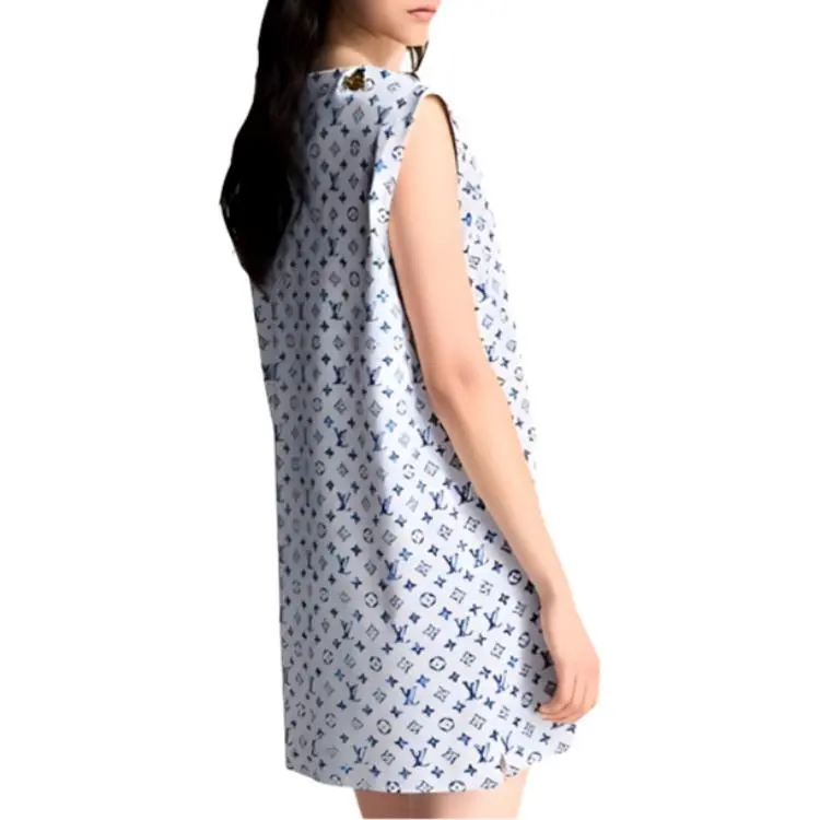 LOUIS VUITTON Sleeveless Dress Women's Gasoline Blue-3