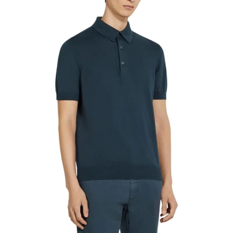 Zegna Polo Shirt Men's Dark Blue Green-3