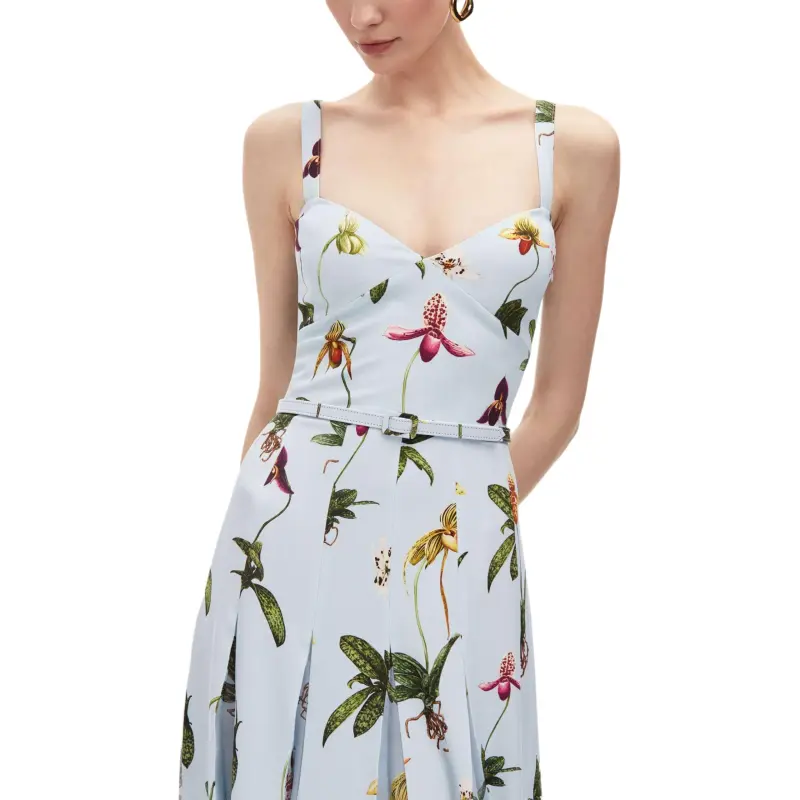 Oscar De La Renta Orchid Cady inset Maxi Dress-4