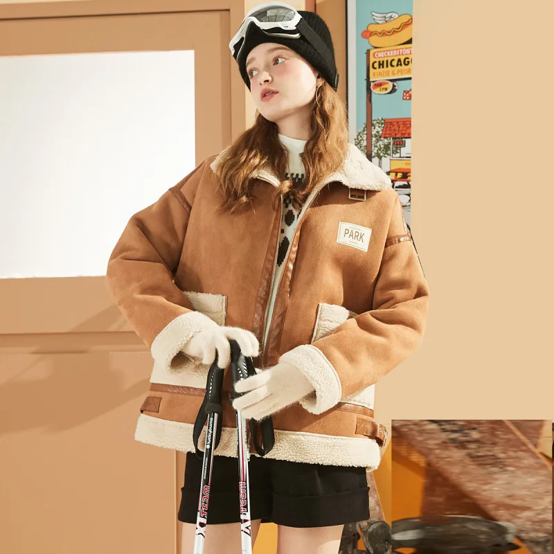 Tonlion Jackets Coats Women's Yellow Khaki-2