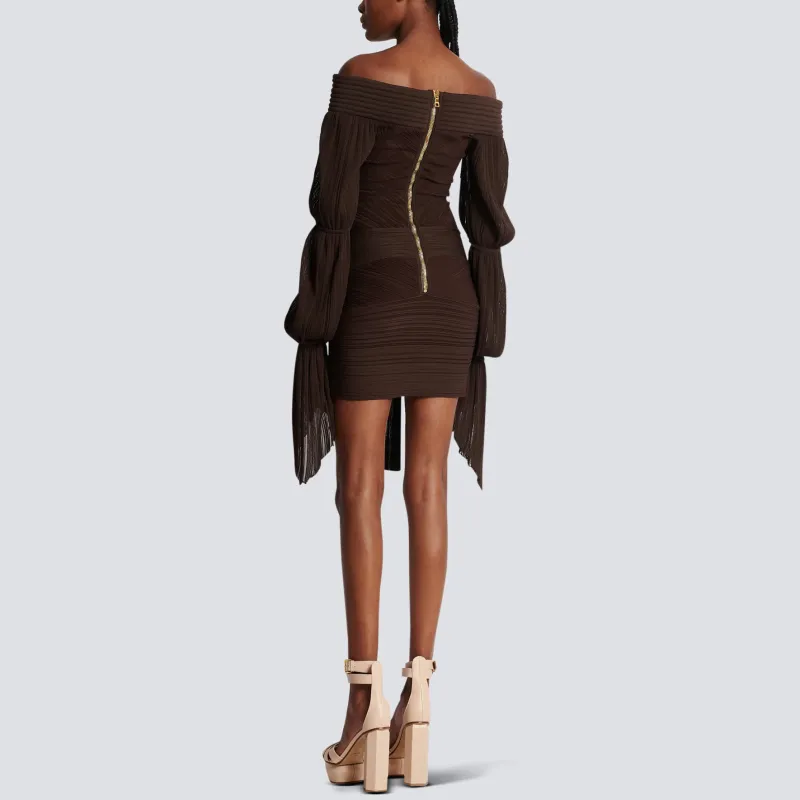 BALMAIN Long-Sleeved Dresses Women's Brown-3