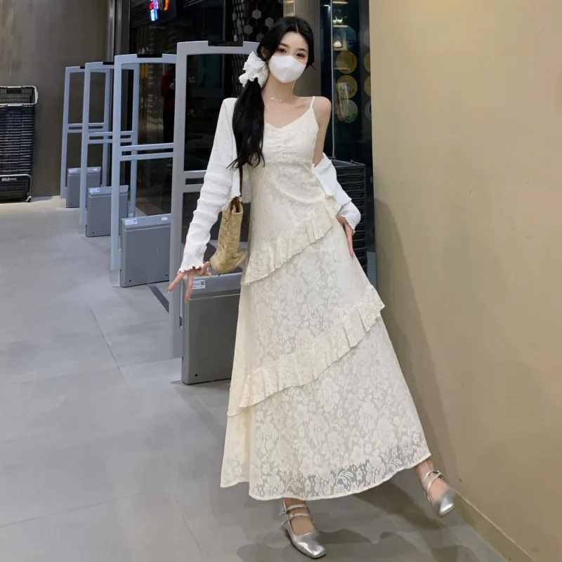 GULIANFEI Skirt Set Women's White+Apricot-3