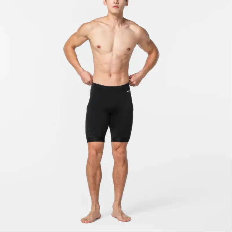 DECATHLON Fiti Black Hexagon Swimming Shorts Men's Black-3