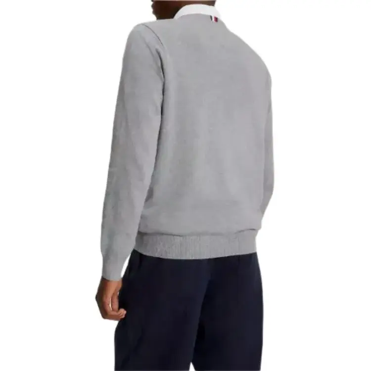 Tommy Hilfiger FW23 Solid Crewneck Sweater Sweaters Grey Heather Sweater Men's Gray-3