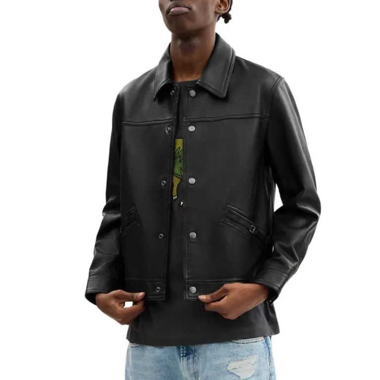 COACH Leather Jacket Men's Black-1
