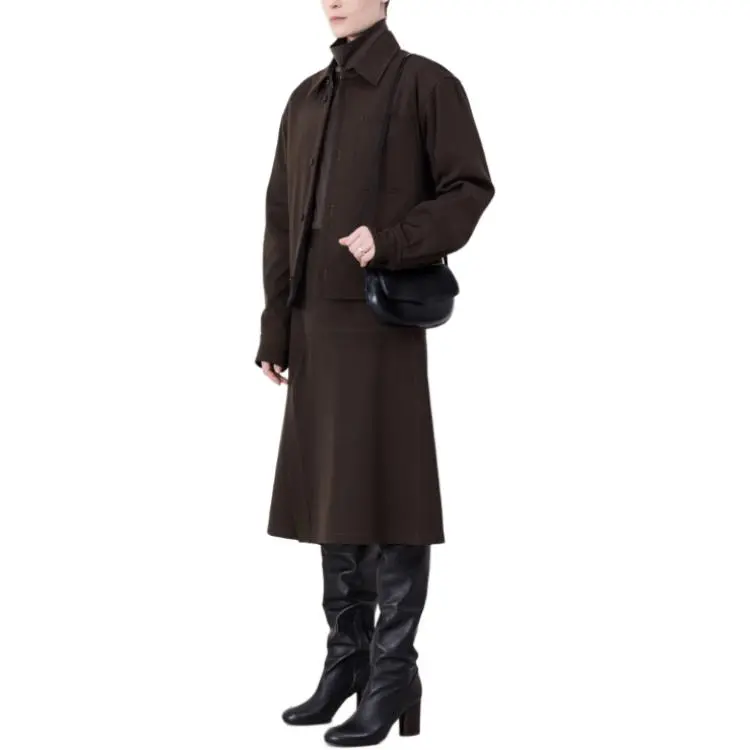 Lemaire Asymmetrical Wrapover Skirt 'Kobicha Brown'-3
