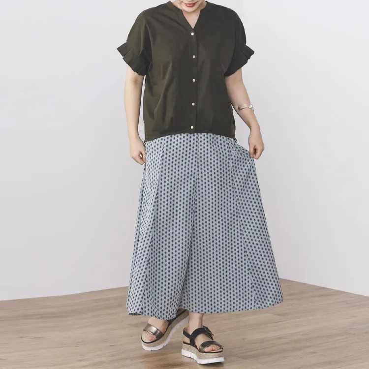 Beams Casual Long Skirts Women's Gray Black-2
