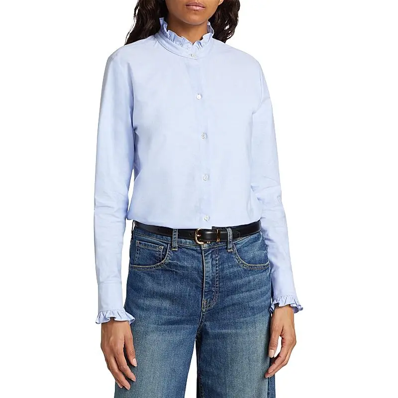 NILI LOTAN Lydia Ruffle-collar Cotton Shirt-2