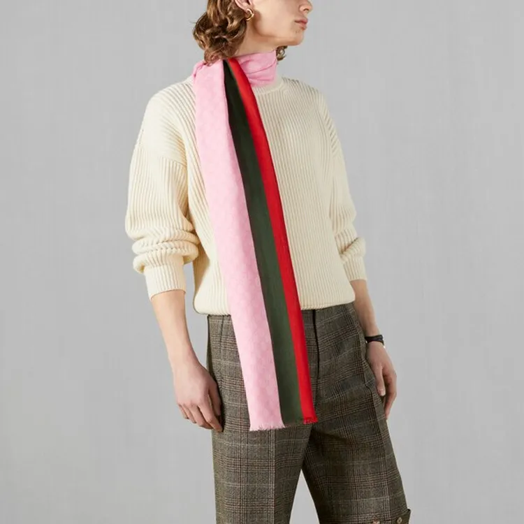 GUCCI Web stripe Wool Scarf-2