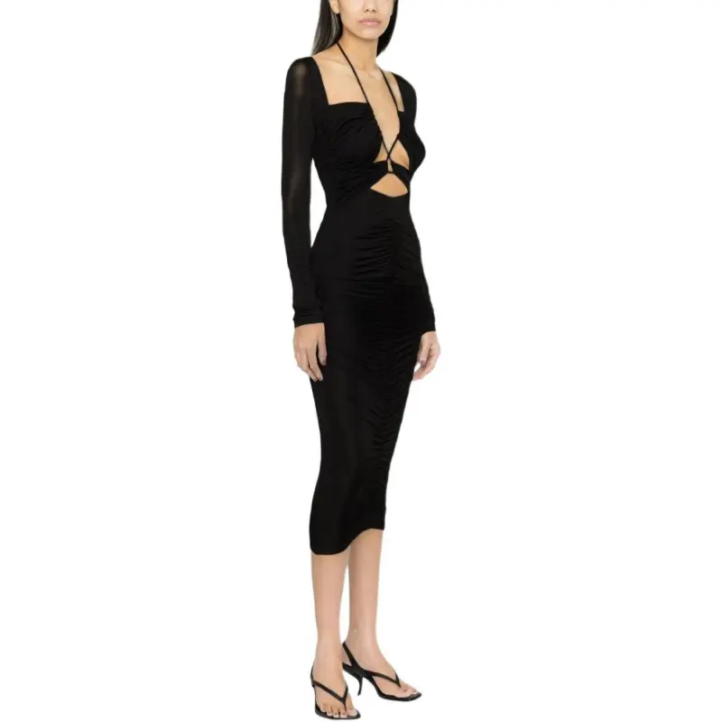 VERSACE JEANS COUTURE Cut Out Long Sleeved Midi Dress-6