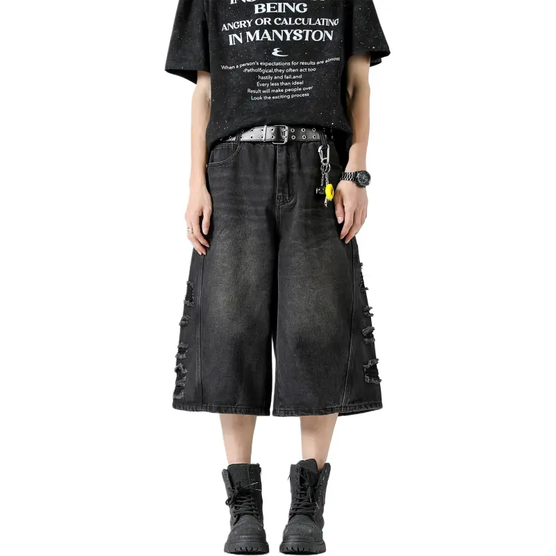 TBSM Denim Shorts Unisex Black Gray-7